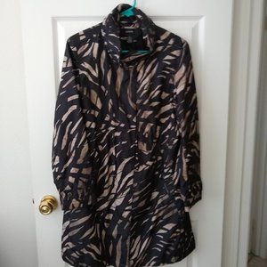 Alfani Women'sTrench Coat Zebra Black/Tan Lightweight L New